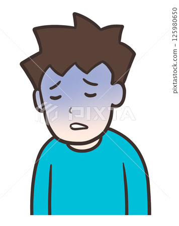 Illustration of a pale man with a sickly complexion 125980650