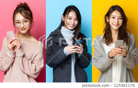 Women using smartphones Multiple Image generation AI Women using smartphones Multiple Image generation AI 125981170