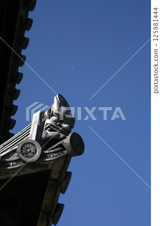 Temple onigawara and airplane 125981444