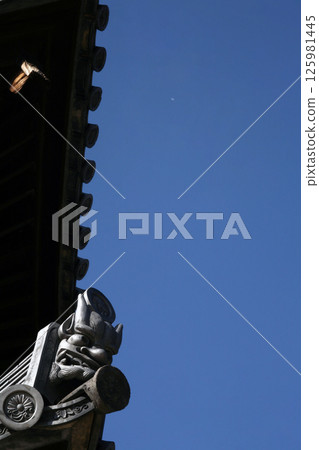 Temple onigawara and airplane 125981445