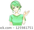 A woman guiding with a smile 125981751