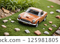 Retro miniature cars in a diorama 125981805