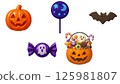 Halloween wizard ghost and pumpkin rich icon 125981807