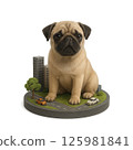 Sitting pug puppy 125981841