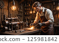 Engineer working in a fantasy workshop 125981842