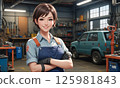 Female mechanic working in a garage (animation) 125981843