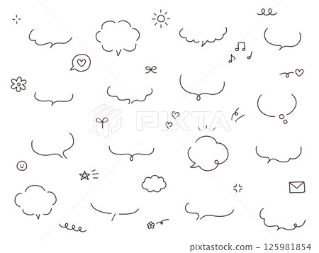 A vector illustration set of simple hand-drawn speech bubbles. Speech bubbles, frames, stylish, doodles A vector illustration set of simple hand-drawn speech bubbles. Speech bubbles, frames, stylish, doodles 125981854