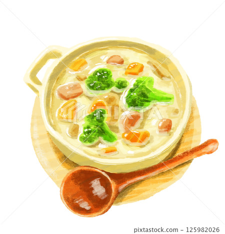 用水彩畫的白燉菜 125982026