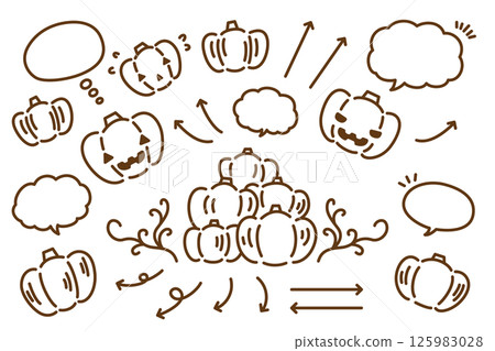 Hand-drawn cute Halloween pumpkin illustration Hand-drawn cute Halloween pumpkin illustration 125983028