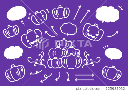 Hand-drawn cute Halloween pumpkin illustration 125983032