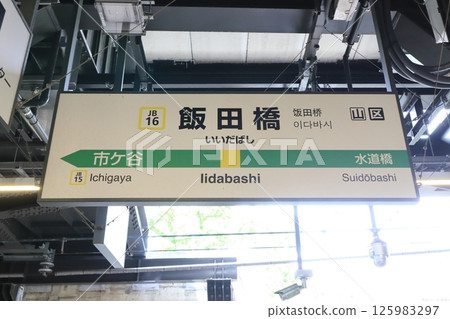 Station sign Iidabashi Station Chuo-Sobu Line 125983297