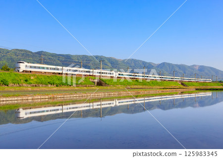 A Kosei Line express train speeding through Ominakasho before soundproofing walls were installed. A Kosei Line express train speeding through Ominakasho before soundproofing walls were installed. 125983345