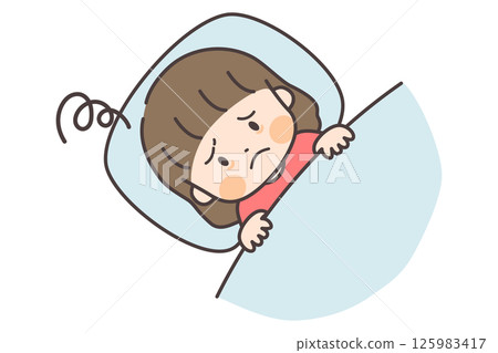 Illustration of a child having trouble sleeping Illustration of a child having trouble sleeping 125983417