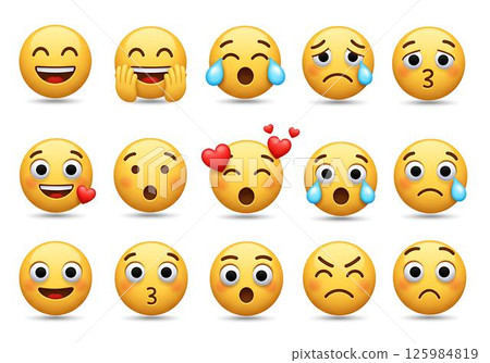 Emojis: 3D Yellow Emoticons Set 125984819