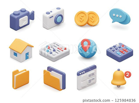 Isometric 3D App Icons Set 125984836