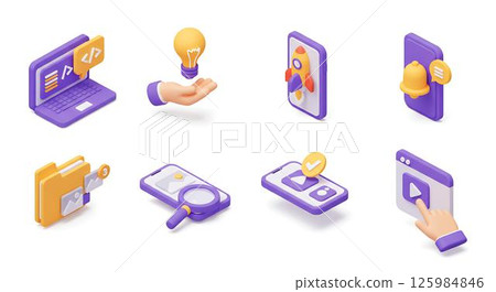 Isometric Technology Icons Set 125984846
