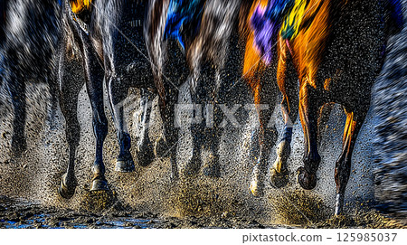 賽馬時馬蹄的角度 125985037