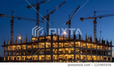 Construction Site at Night, Cityscape 125985056