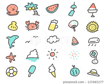 A cute and relaxed summer icon set 125985277