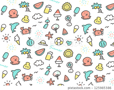 A loose and cute summer image background illustration A loose and cute summer image background illustration 125985386