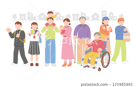 Residential area and people living there Residential area and people living there 125985891