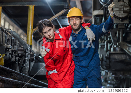 First aid support accident at work of worker at factory.  125986322