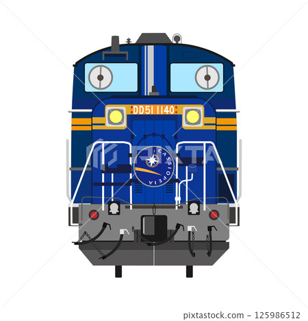 Illustration of the front of the sleeper express train Cassiopeia pulled by the DD51 125986512