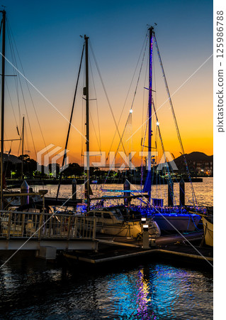 Evening view of Dejima Wharf [Nagasaki City] 125986788