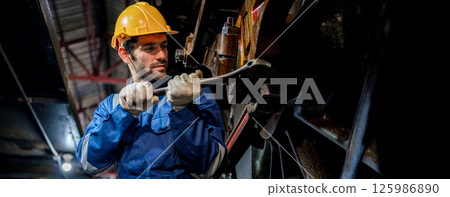 Engineer checking construction process railway and checking work on railroad station Engineer checking construction process railway and checking work on railroad station 125986890