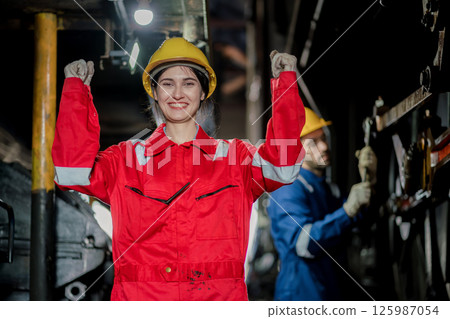 Engineer checking construction process railway and checking work on railroad station Engineer checking construction process railway and checking work on railroad station 125987054