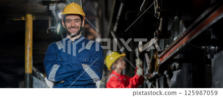 Engineer checking construction process railway and checking work on railroad station Engineer checking construction process railway and checking work on railroad station 125987059