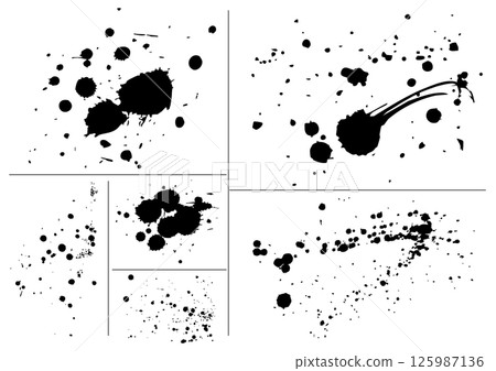一組六種不同的墨水飛濺 125987136