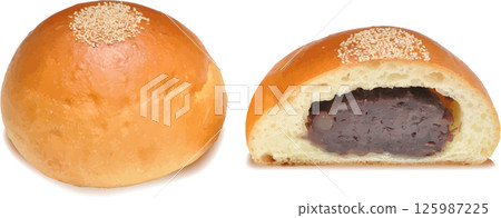 Freshly baked anpan (sweet red bean bun) 125987225