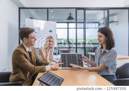 Business person meeting on solar cell panel technology. 125987350