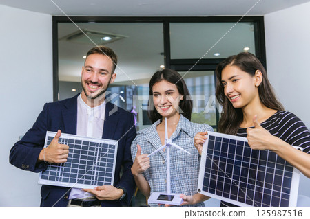 Businessmans crew working with new startup project in modern Office. 125987516