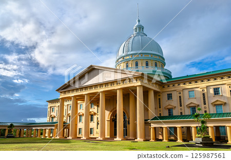 Olbiil Era Kelulau building, the National Congress of Palau. Ngerulmud, the national capital in the state of Melekeok on Babeldaob Island, Micronesia Olbiil Era Kelulau building, the National Congress of Palau. Ngerulmud, the national capital in the state of Melekeok on Babeldaob Island, Micronesia 125987561