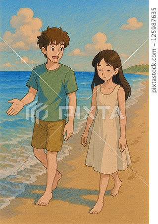 Two people on the beach 125987635