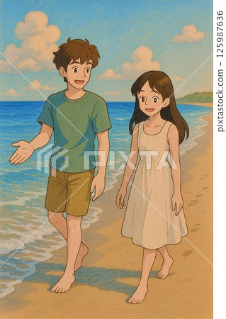 Two people on the beach 125987636