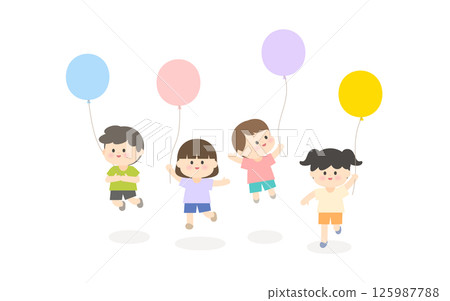 Illustration of children holding balloons 125987788