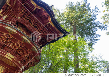 秩父三峰神社 - 神社內的秋景 - 裝飾塔與樹木 秩父三峰神社 - 神社內的秋景 - 裝飾塔與樹木 125988110