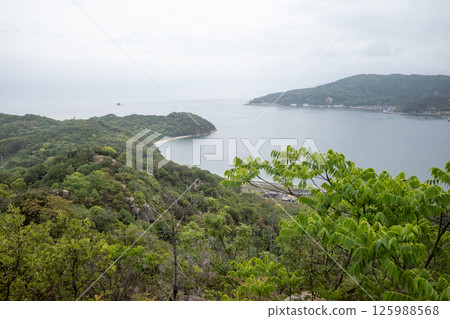 日本岡山縣笠岡市白石島美麗的春日風景 125988568