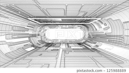 Futuristic low poly sci-fi laboratory or spaceship corridor with neon light. Vector illustration Futuristic low poly sci-fi laboratory or spaceship corridor with neon light. Vector illustration 125988889