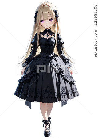 Smiling blonde girl in gothic dress 125989106