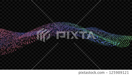 Wave pattern vector. 3D glowing abstract digital particles background. Technology concept. Abstract background. Future vector illustration. 125989121