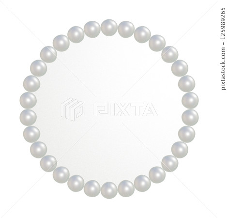 豐滿的圓形框架，鑲有大顆白色珍珠。透明板的3DCG插圖 125989265