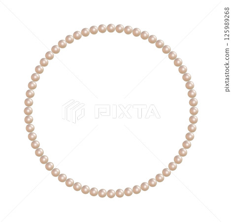 豐滿的圓形框架上鑲滿了粉紅色的小珍珠。項鍊的透明 3DCG 插圖。 125989268
