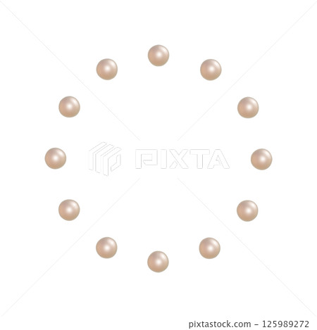 粉紅色珍珠均勻排列成一圈。透明珍珠的 3DCG 插圖。 粉紅色珍珠均勻排列成一圈。透明珍珠的 3DCG 插圖。 125989272