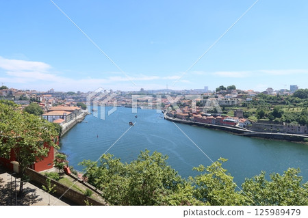 從葡萄牙波爾圖的一個公園俯瞰杜羅河 125989479