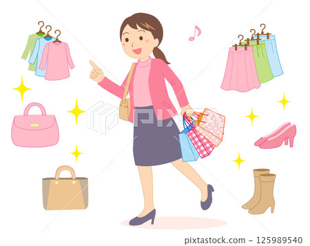 年輕女子去購物購買廉價商品 125989540