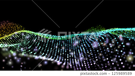 Wave pattern vector. 3D glowing abstract digital particles background. Technology concept. Abstract background. Future vector illustration. 125989589